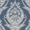 Arlie Blue wallpaper with cream folk damask on blue background