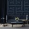 Belgravia Decor Giorgio Greek Key Dark Blue Wallpaper GB8110