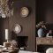 Room styled with Abigail Ahern Fibre Stripe Chocolate wallpaper in a warm, inviting setting