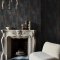 Room styled with Abigail Ahern Oxidized Opulence Nightfall wallpaper in a bold, modern interior