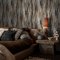 Second room view of Abigail Ahern Wanderlust Amber wallpaper with layered, ambient décor