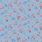 Rose & Bows Blue wallpaper with coral pink and cranberry red roses on a sky blue background