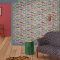 Room decorated with Vintage Cars Multi wallpaper, showcasing bright pastel cars against a grey backdro