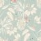 Hummingbird Rich Duck Egg Wallpaper with soft blue tones, botanical leaves, and elegant hummingbirds.