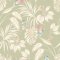 Hummingbird Sage Wallpaper featuring soft green tones, tropical leaves, and delicate hummingbirds in flight.