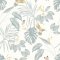 Hummingbird Wedgewood Wallpaper with soft blue-grey tones, botanical leaves, and elegant hummingbirds.