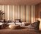 Multi Stripe Amber Mix Wallpaper with alternating stripe widths for a modern feel.