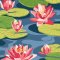 OHPOPSI Waterlily Midnight Rouge Wallpaper IKA50104W