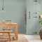 Interior wall painted in Ocean Edge for a quaint, pastel look