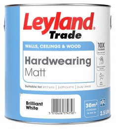 Leyland Trade Brilliant White Hardwearing Matt Paint